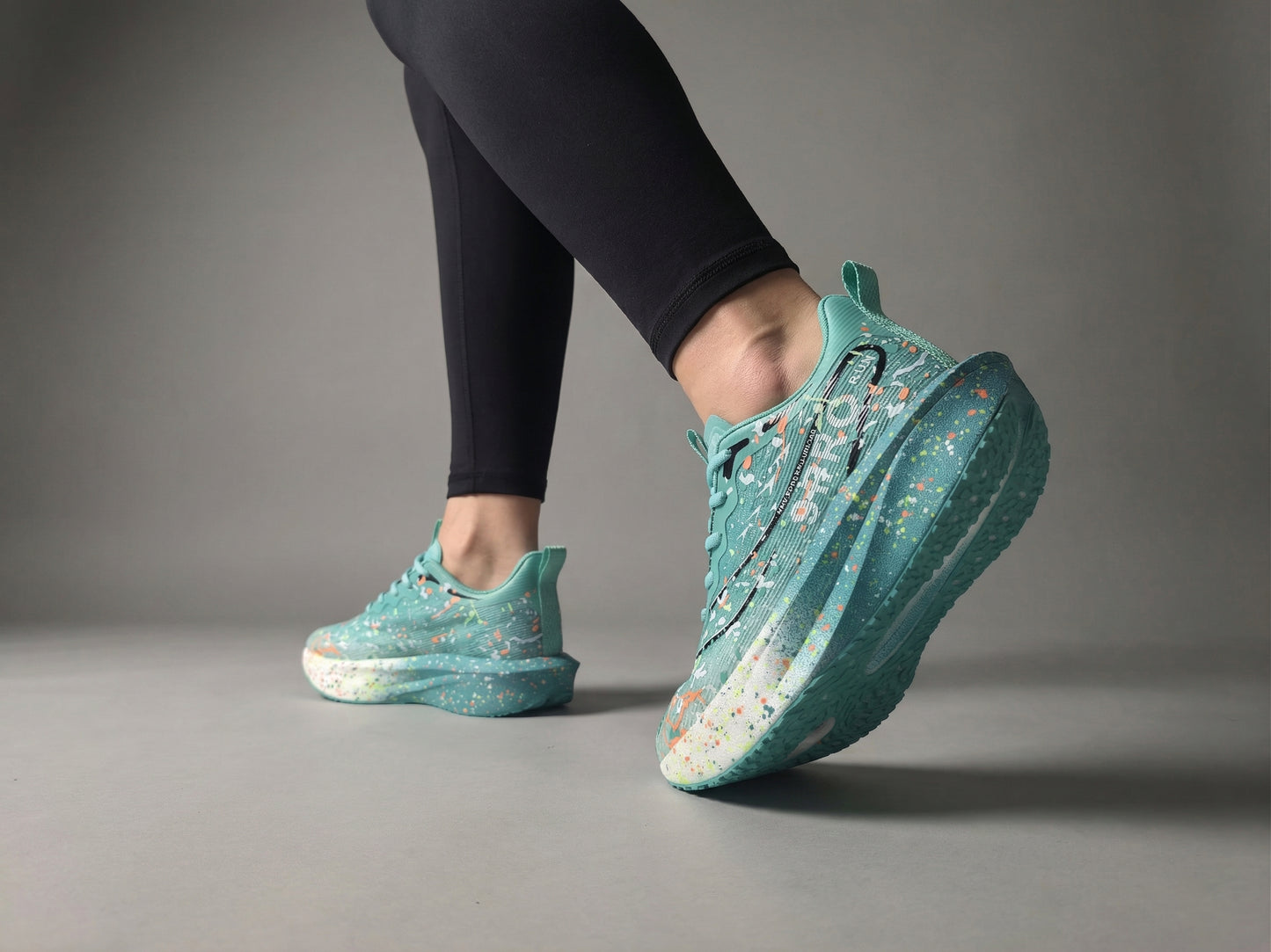 Teal Multicolor Splatter Women's Athletic Running Sneakers | Breathable Lightweight | Edixim