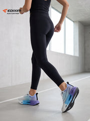 EDIXIM White Blue Purple Gradient BOA Quick Twist Women Running Sneakers Thick Cushion Shock Absorbing Athletic Trainers for Marathon Gym Yoga Daily Workout Run Further