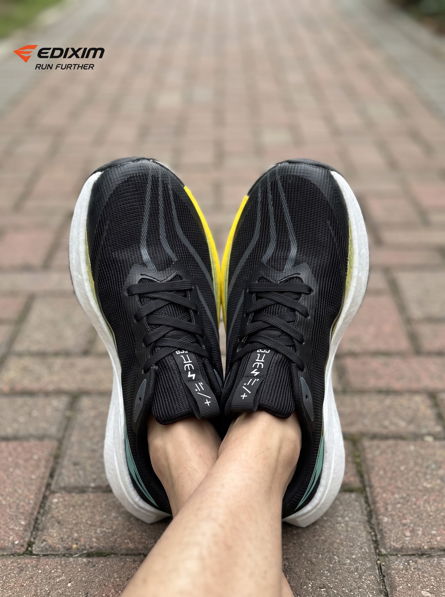 EDIXIM 9 PRO Black Cyan Yellow Gradient Men Road Running Sneakers Ultra-Light Breathable Mesh Thick White High Rebound Midsole Anti-Slip Athletic Trainers for City Street Marathon Training Daily Jogging
