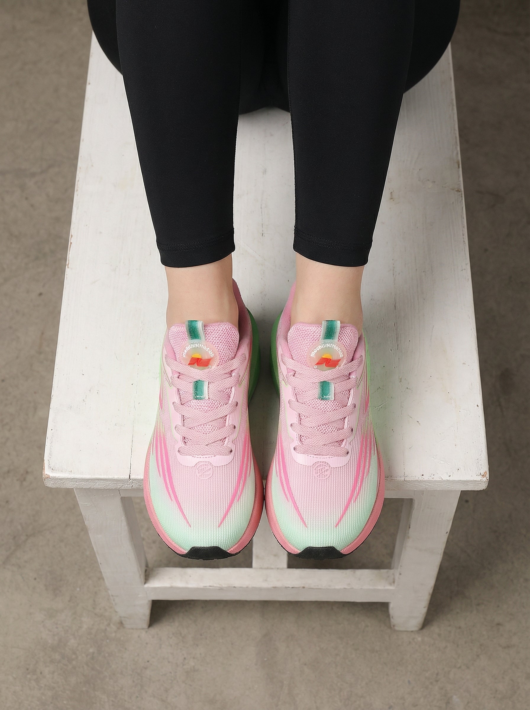 Pink Green Gradient Women's Athletic Running Sneakers | Breathable Lightweight | Edixim