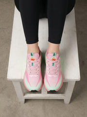 Pink Green Gradient Women's Athletic Running Sneakers | Breathable Lightweight | Edixim