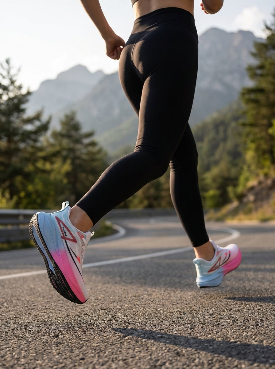 White Pink Blue Gradient Women's Athletic Running Sneakers | Breathable Lightweight | Edixim