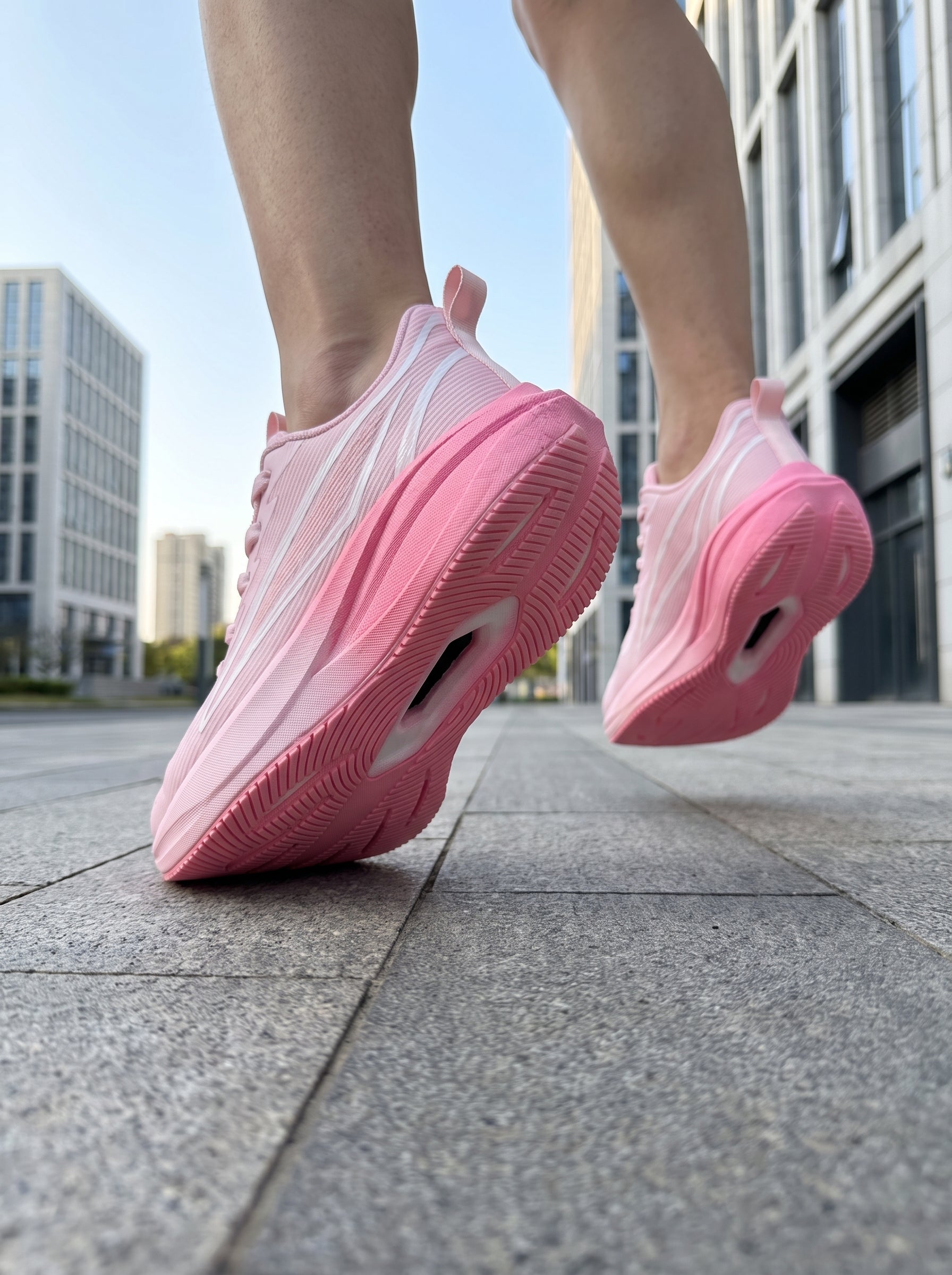 Soft Pink Gradient Mesh Women Running Sneakers Lightweight Cushioned Athletic Shoes EDIXIM