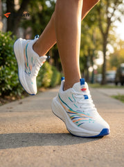 EDIXIM White Multicolor Mesh Women Running Sneakers Light Cushioned Athletic Shoes Run Further