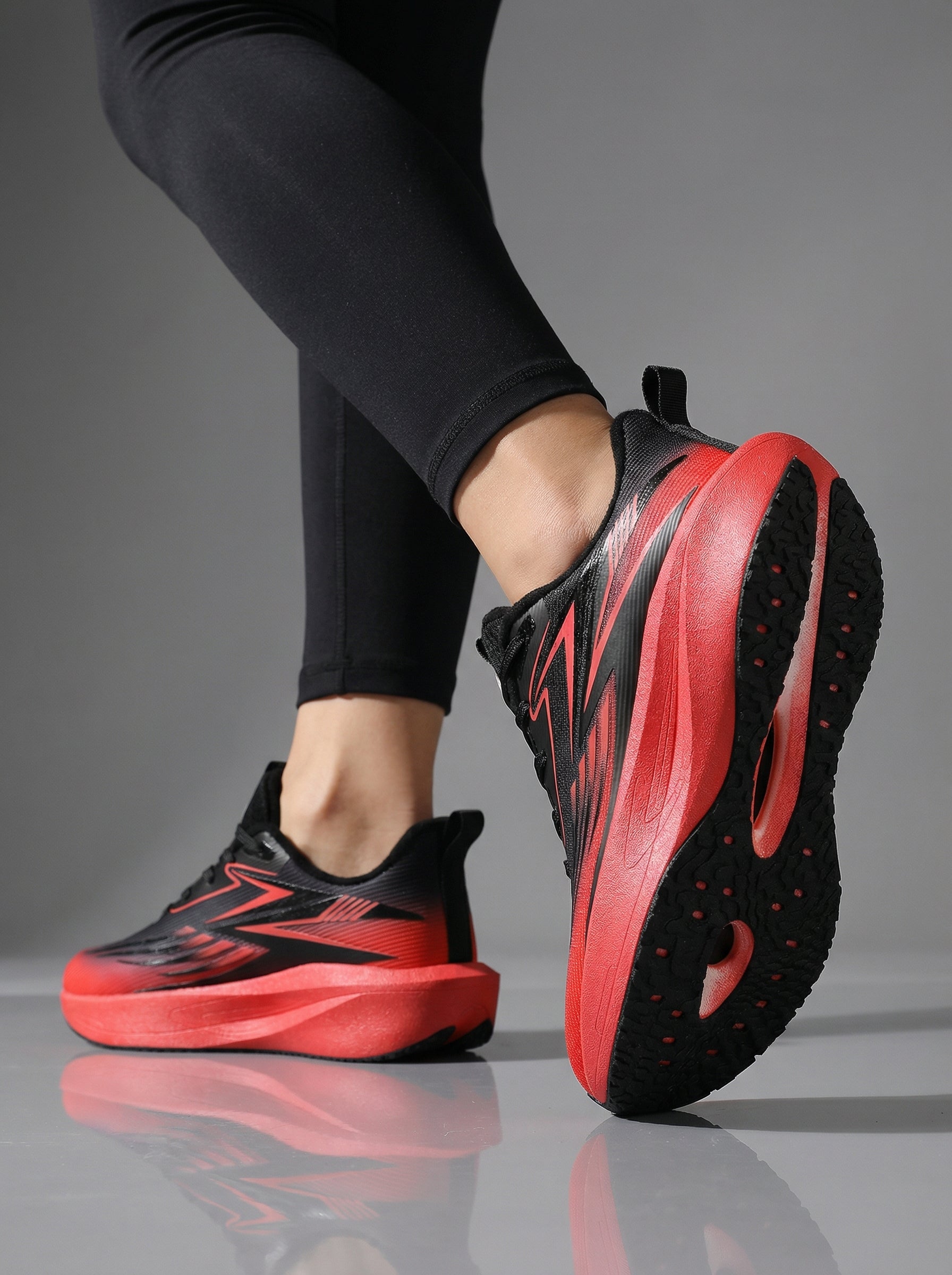 Black Red Gradient Women's Athletic Running Sneakers | Breathable Lightweight | Edixim