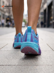 EDIXIM Blue Purple Gradient Hollow Cutout Midsole Women Professional Running Sneakers Breathable Mesh Shock Absorbing Athletic Trainers Latin Cobblestone Street Jogging Shoes