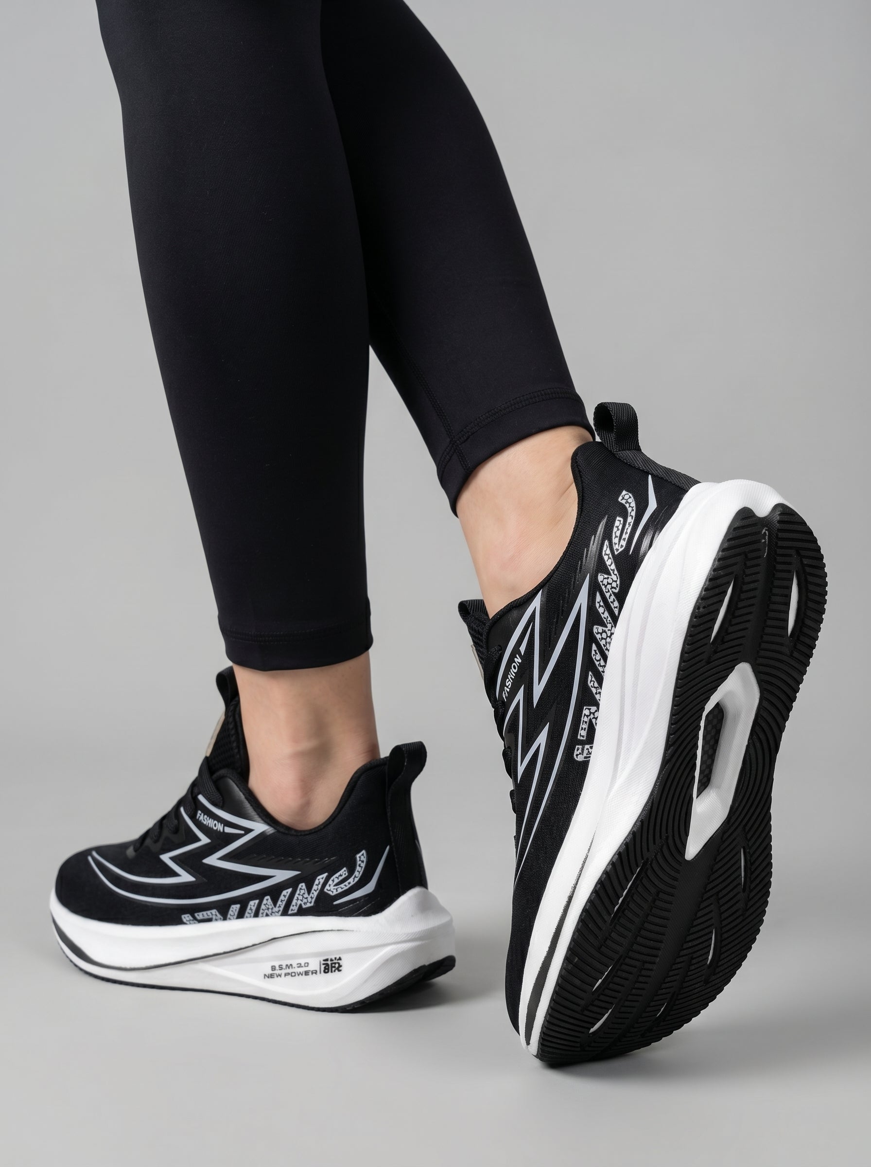 Black White Women's Athletic Running Sneakers | Breathable Lightweight | Edixim