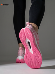 Bright Pink Gradient Flyknit Women Running Sneakers Lightweight Shock Absorbing Athletic Shoes EDIXIM