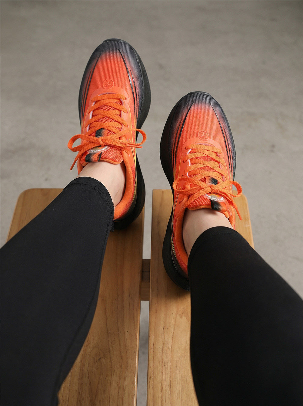 Orange Black Gradient Women's Athletic Running Sneakers | Breathable Lightweight | Edixim