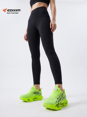 EDIXIM Neon Green BOA Quick Twist Women Running Sneakers Thick Cushion Shock Absorbing Athletic Trainers for Marathon Gym Yoga Daily Workout Run Further