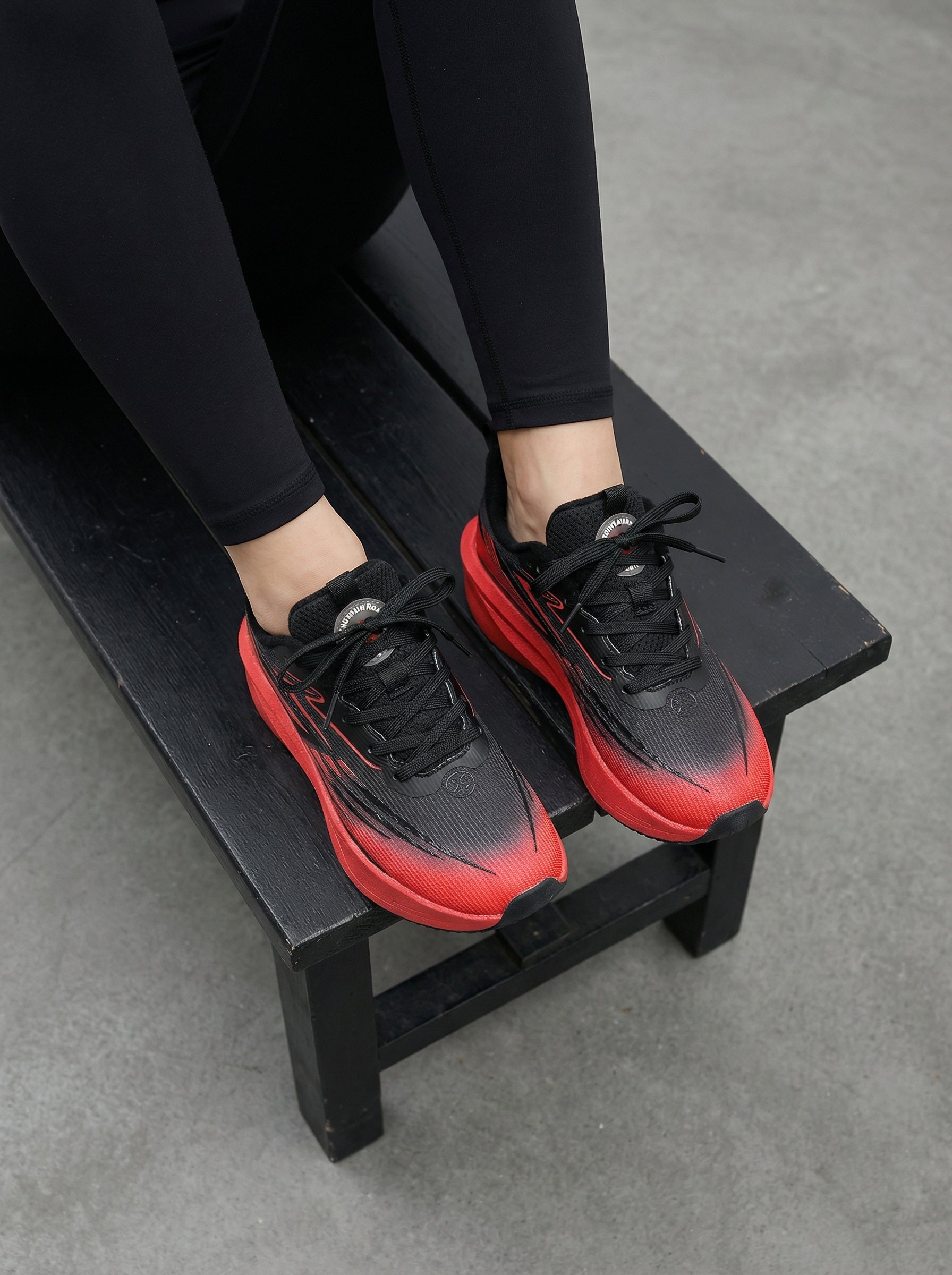 Black Red Gradient Women's Athletic Running Sneakers | Breathable Lightweight | Edixim