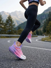 White Pink Lavender Gradient Women's Lightweight Running Sneakers | Breathable Athletic Shoes Edixim