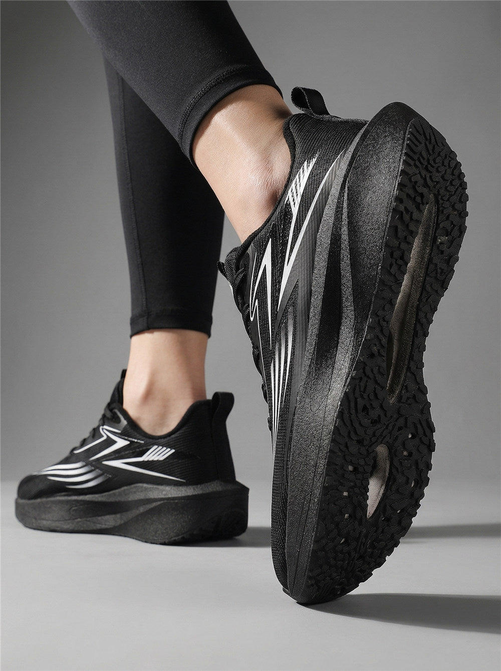 Black White Women's Athletic Running Sneakers | Breathable Lightweight | Edixim