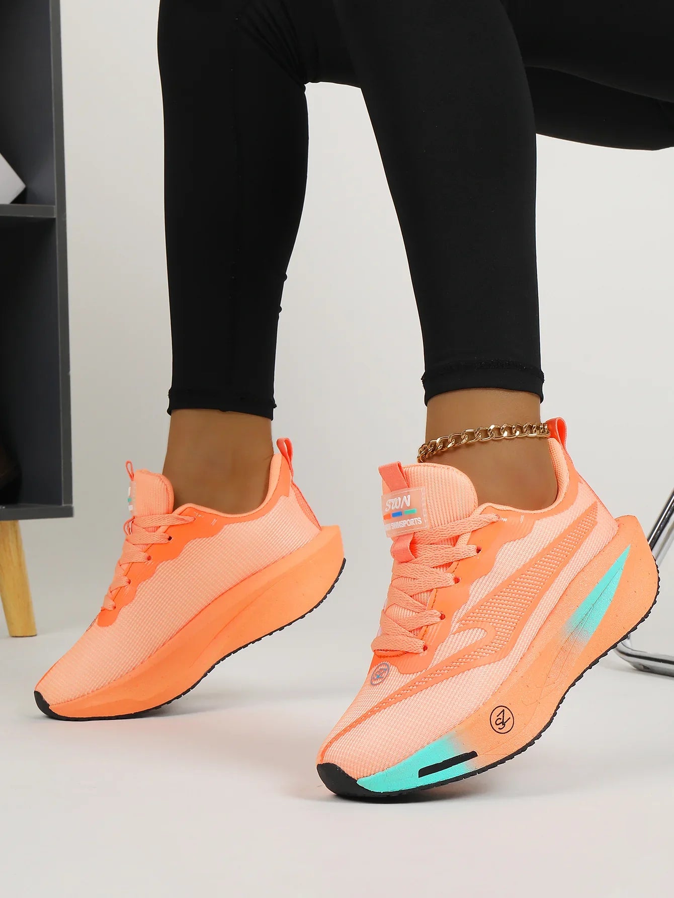 Coral Orange Women's Athletic Running Sneakers | Breathable Lightweight | Edixim