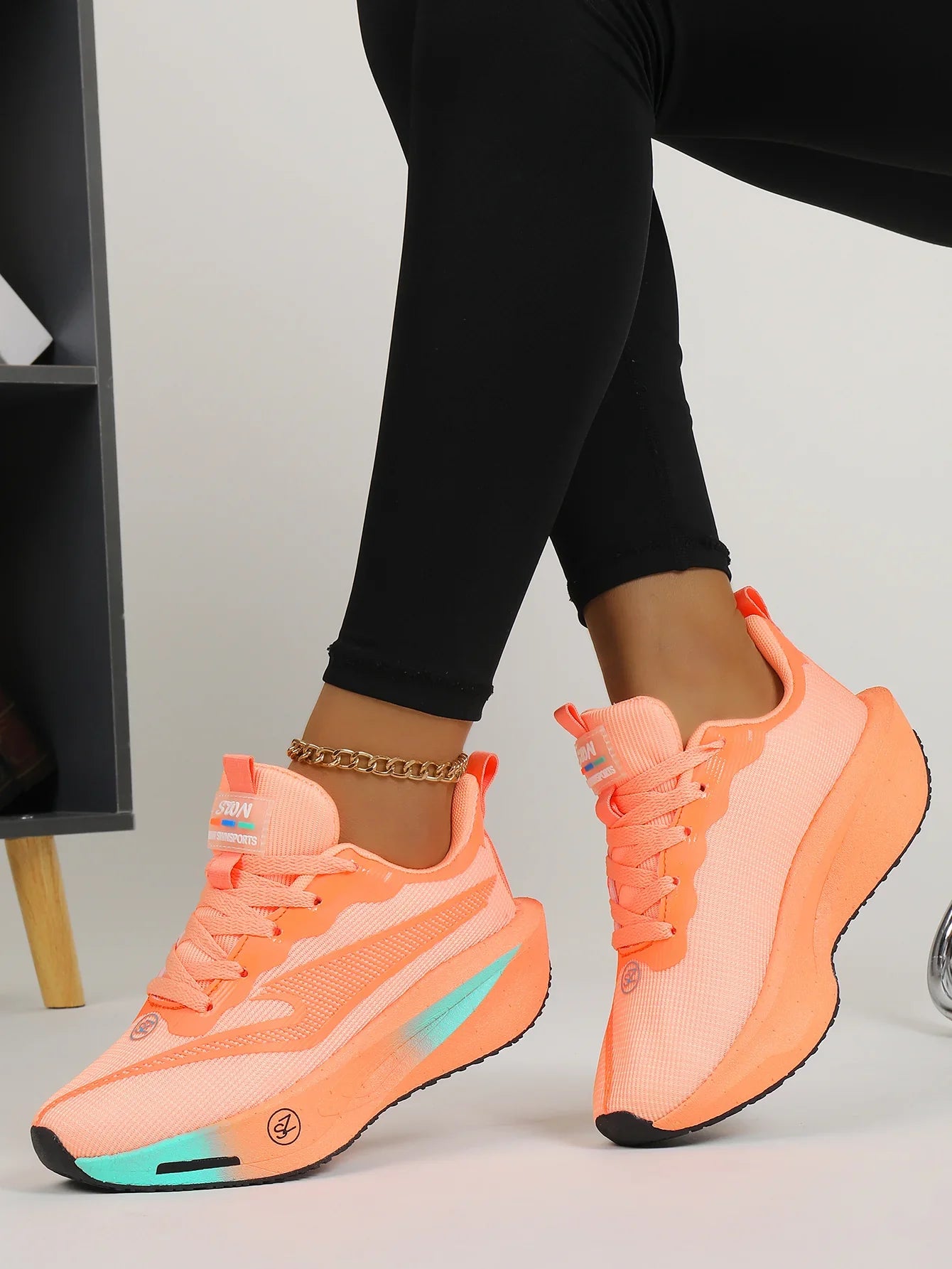 Coral Orange Women's Athletic Running Sneakers | Breathable Lightweight | Edixim