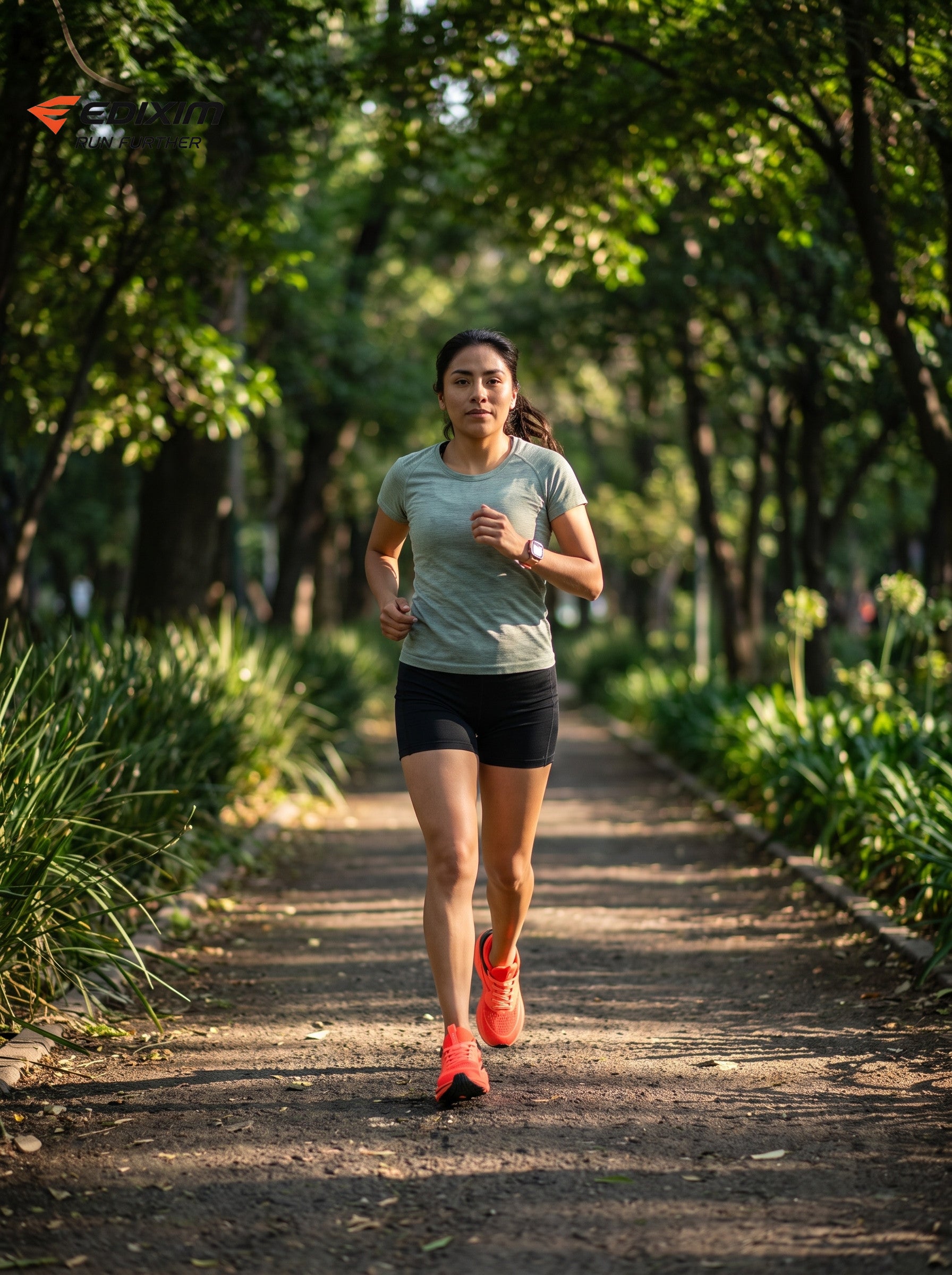 EDIXIM Bright Orange Hollow Cutout Midsole Women Professional Running Sneakers Breathable Perforated Mesh Shock Absorbing Anti-Collision Athletic Trainers Asphalt Road Jogging Shoes