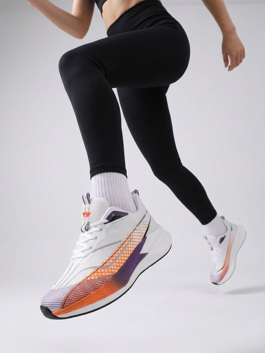 White Orange Purple Women's Athletic Running Sneakers | Breathable Lightweight | Edixim