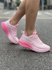 Soft Pink Gradient Mesh Women Running Sneakers Lightweight Cushioned Athletic Shoes EDIXIM