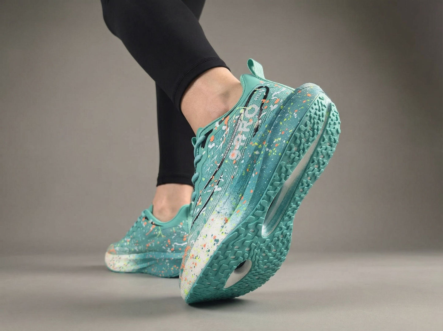 Teal Multicolor Splatter Women's Athletic Running Sneakers | Breathable Lightweight | Edixim