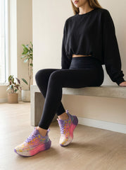 Pastel Rainbow Purple Pink Gradient Women Running Sneakers Breathable Light Athletic Shoes Edixim