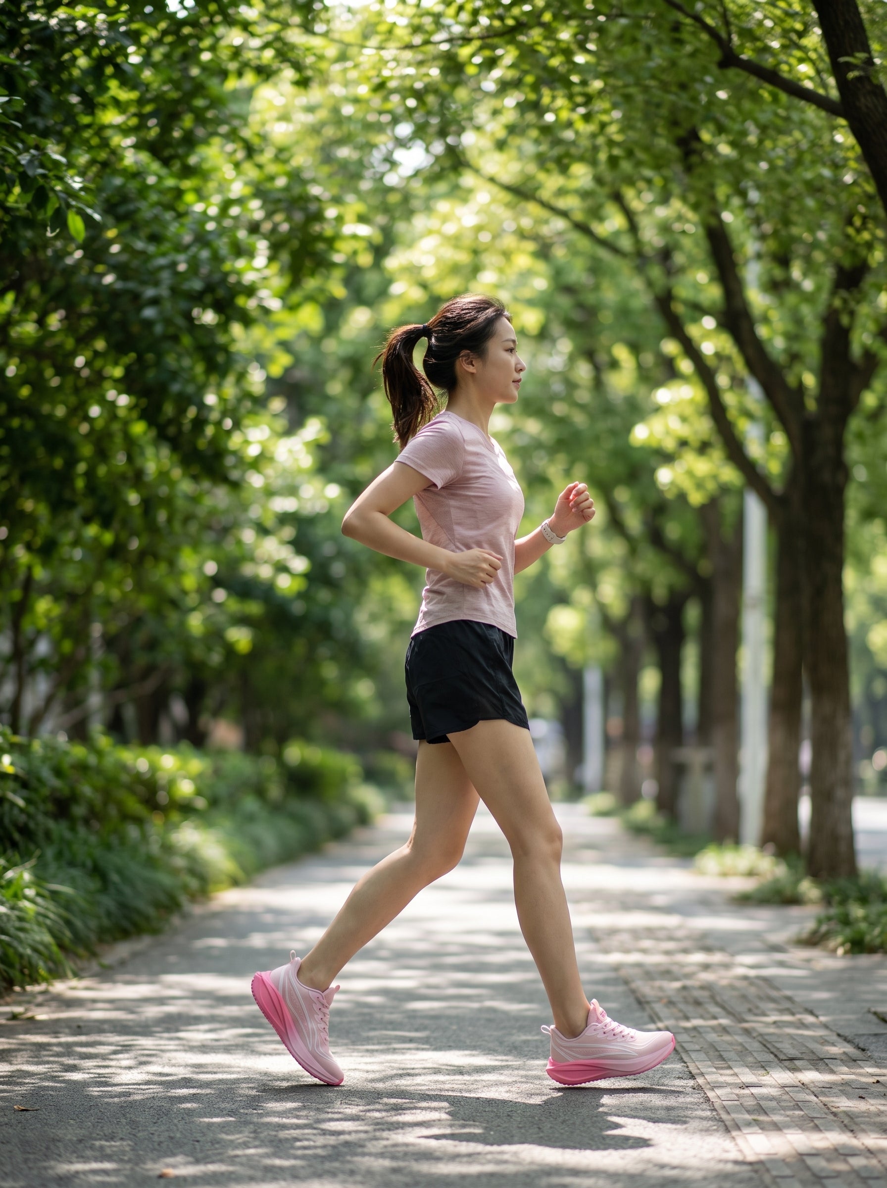 Soft Pink Gradient Mesh Women Running Sneakers Lightweight Cushioned Athletic Shoes EDIXIM