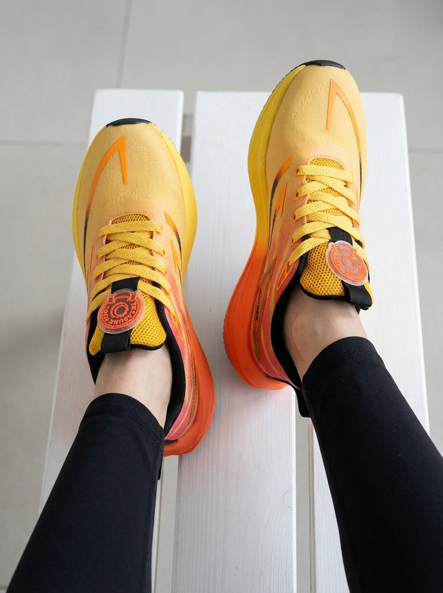 Orange Yellow Pink Gradient Women's Athletic Running Sneakers | Breathable Lightweight | Edixim