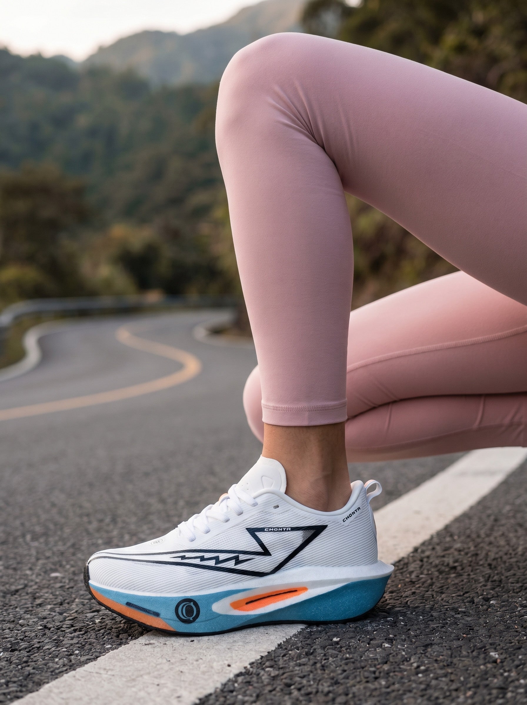 EDIXIM White Blue Orange Hollow Midsole Women Running Sneakers Lightweight Breathable Mesh Shock Absorbing Athletic Trainers for Marathon Jogging Gym Daily Casual Run Further