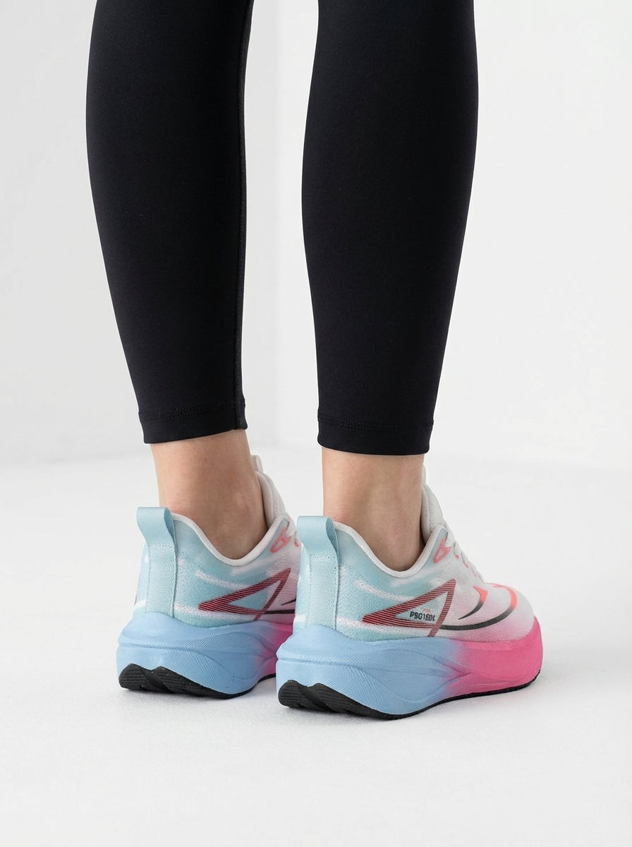 White Pink Blue Gradient Women's Athletic Running Sneakers | Breathable Lightweight | Edixim