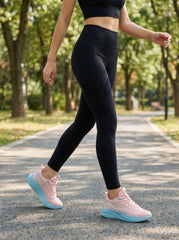 EDIXIM Pink Cyan Gradient Women Lightweight Running Sneakers Breathable Mesh Shock Absorbing Cushion Non-Slip Athletic Trainers for Yoga Gym Jogging Daily Workout