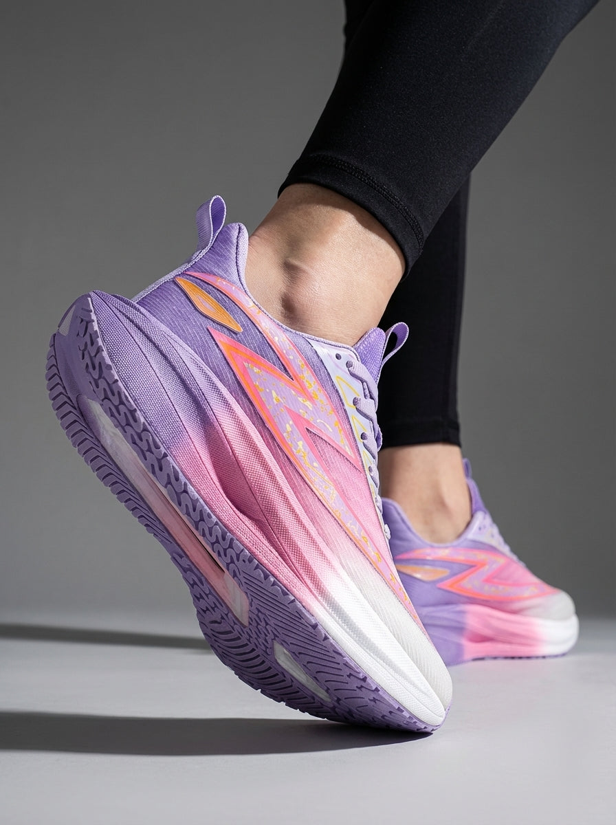 White Pink Lavender Gradient Women's Lightweight Running Sneakers | Breathable Athletic Shoes Edixim