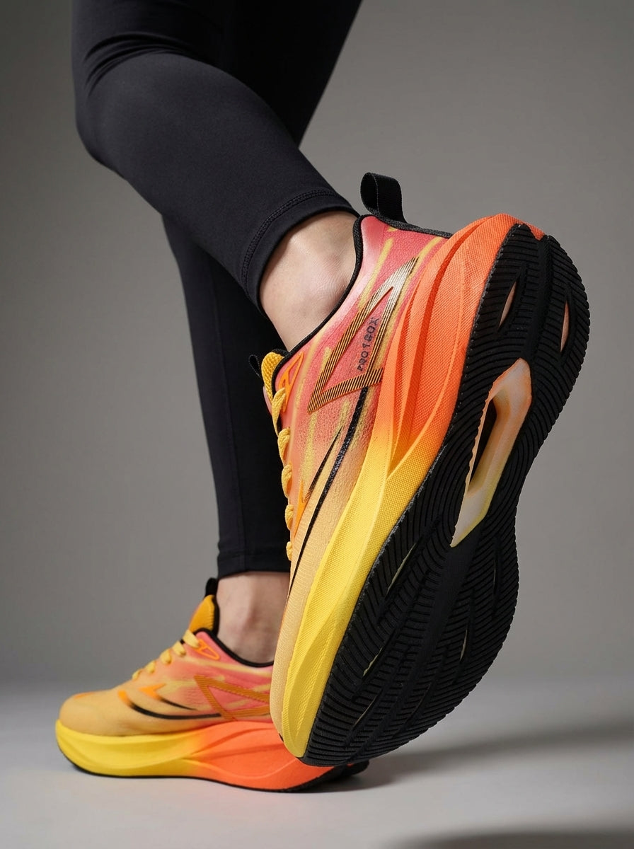 Orange Yellow Pink Gradient Women's Athletic Running Sneakers | Breathable Lightweight | Edixim