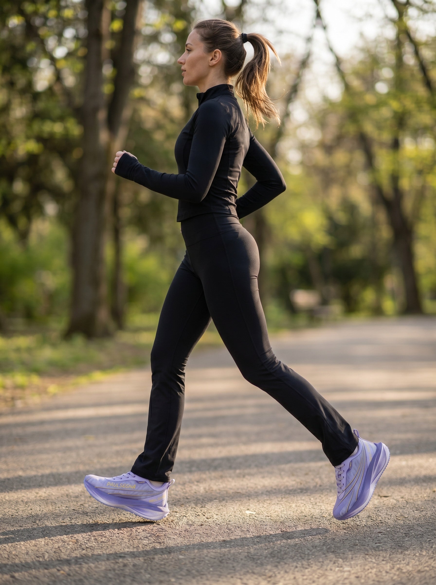 Pastel Lavender Gradient Mesh Women Running Sneakers Shock Absorbing Light Athletic Shoes Edixim