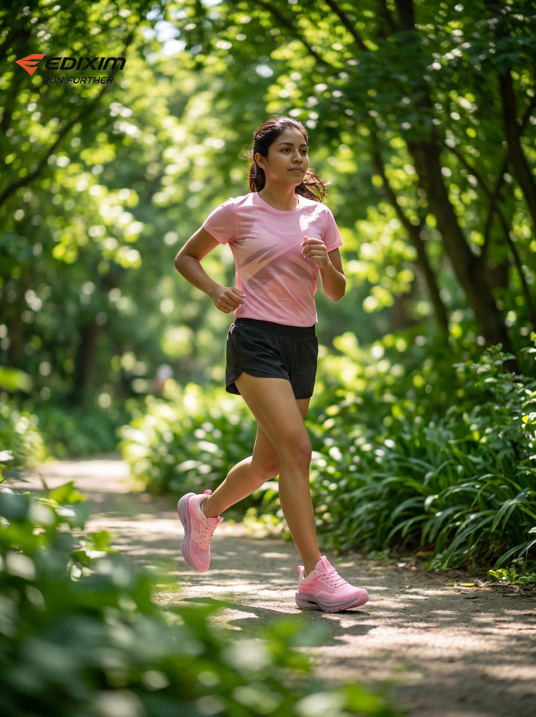 EDIXIM Light Pink Hollow Cutout Midsole Women Running Sneakers Breathable Perforated Mesh Shock Absorbing Athletic Trainers Urban Sidewalk Jogging Shoes