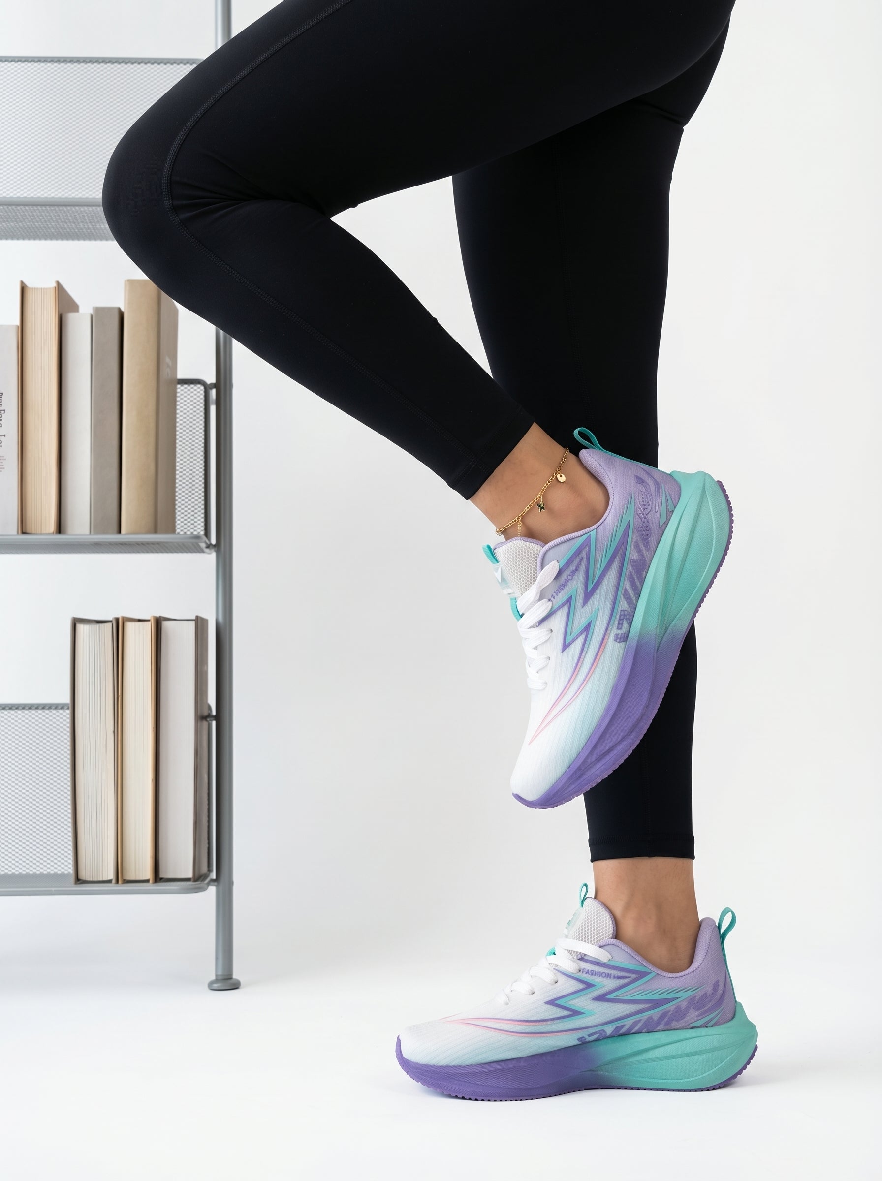 White Teal Purple Women's Athletic Running Sneakers | Breathable Lightweight | Edixim