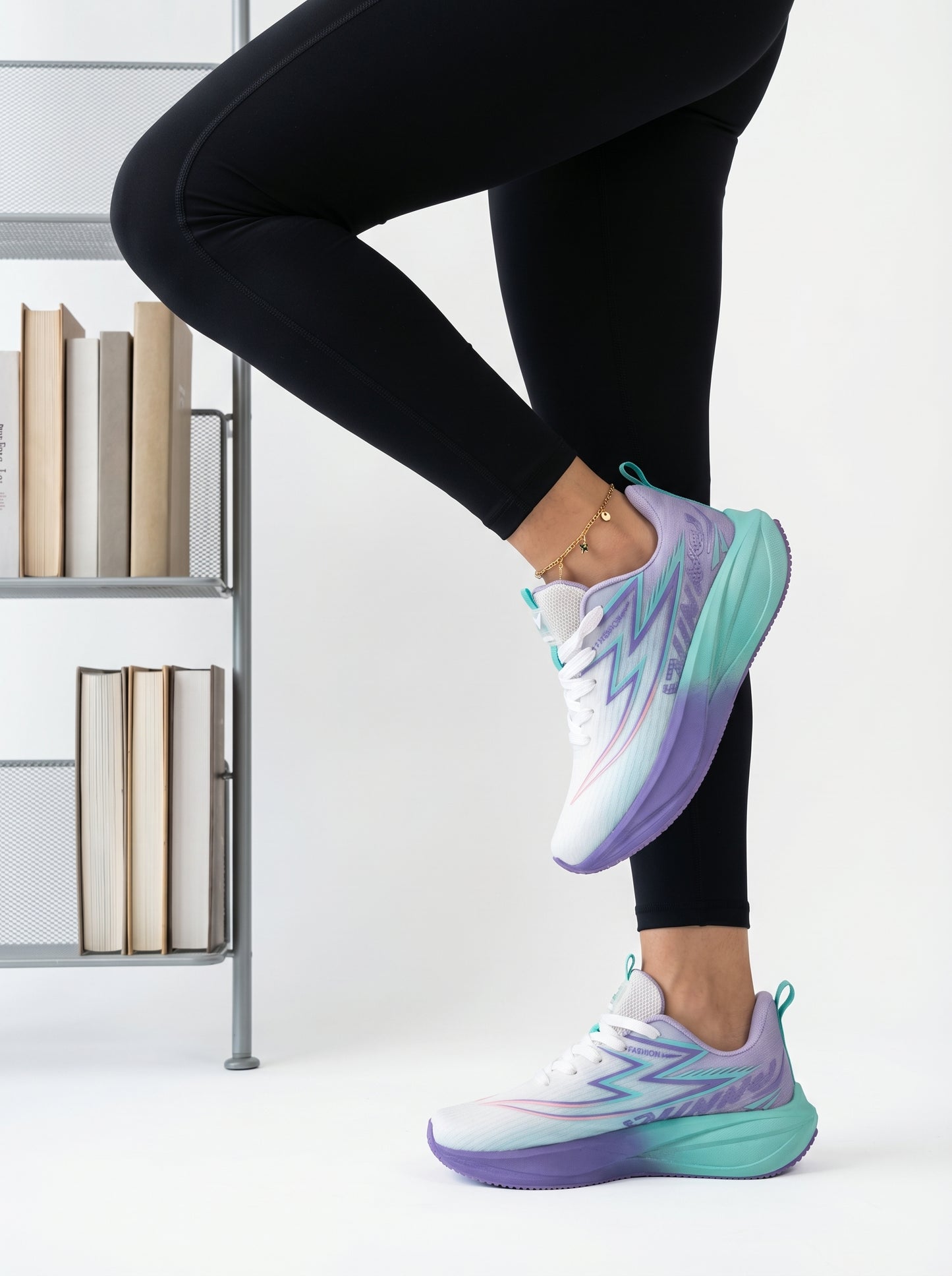 White Teal Purple Women's Athletic Running Sneakers | Breathable Lightweight | Edixim