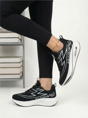 Black White Women's Athletic Running Sneakers | Breathable Lightweight | Edixim