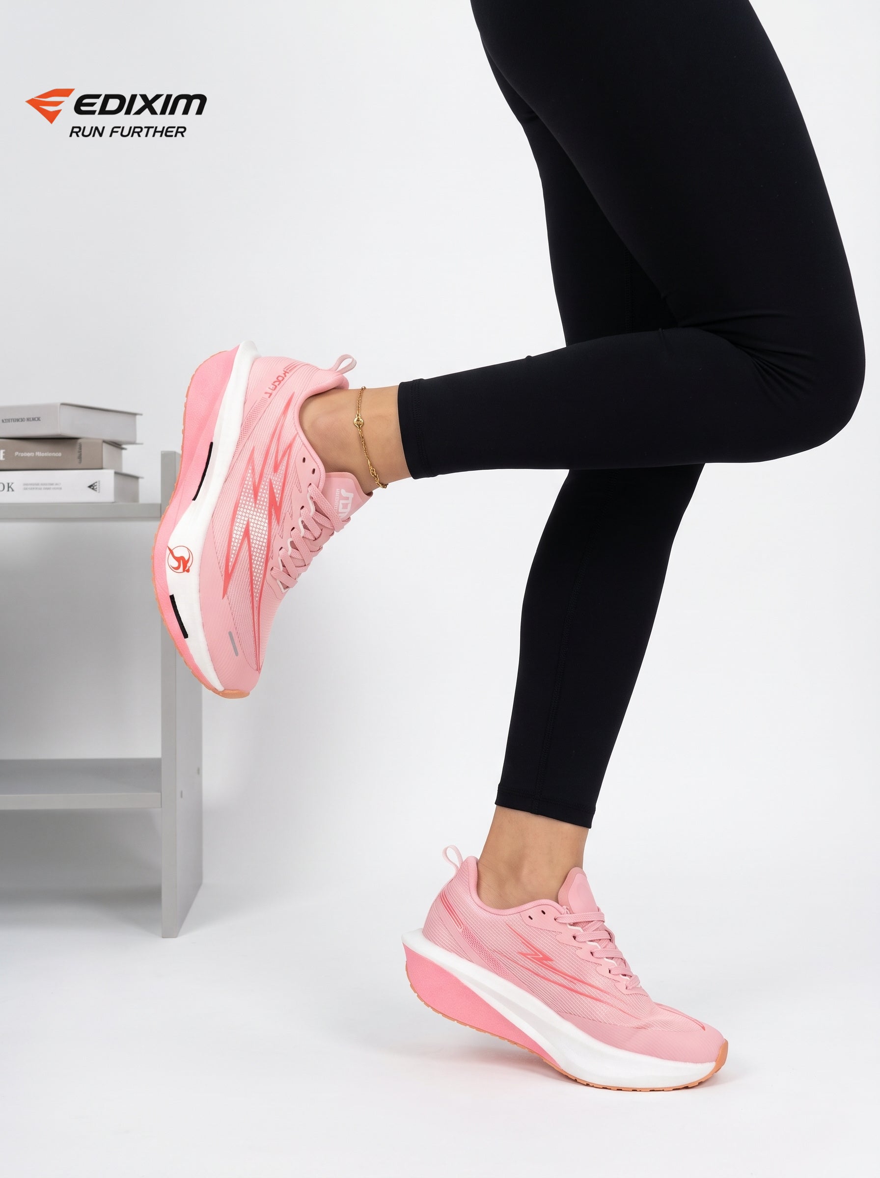 EDIXIM Pink Gradient Mesh Women Running Sneakers Light Cushion Athletic Shoes for Yoga Jogging Gym Daily Wear Run Further