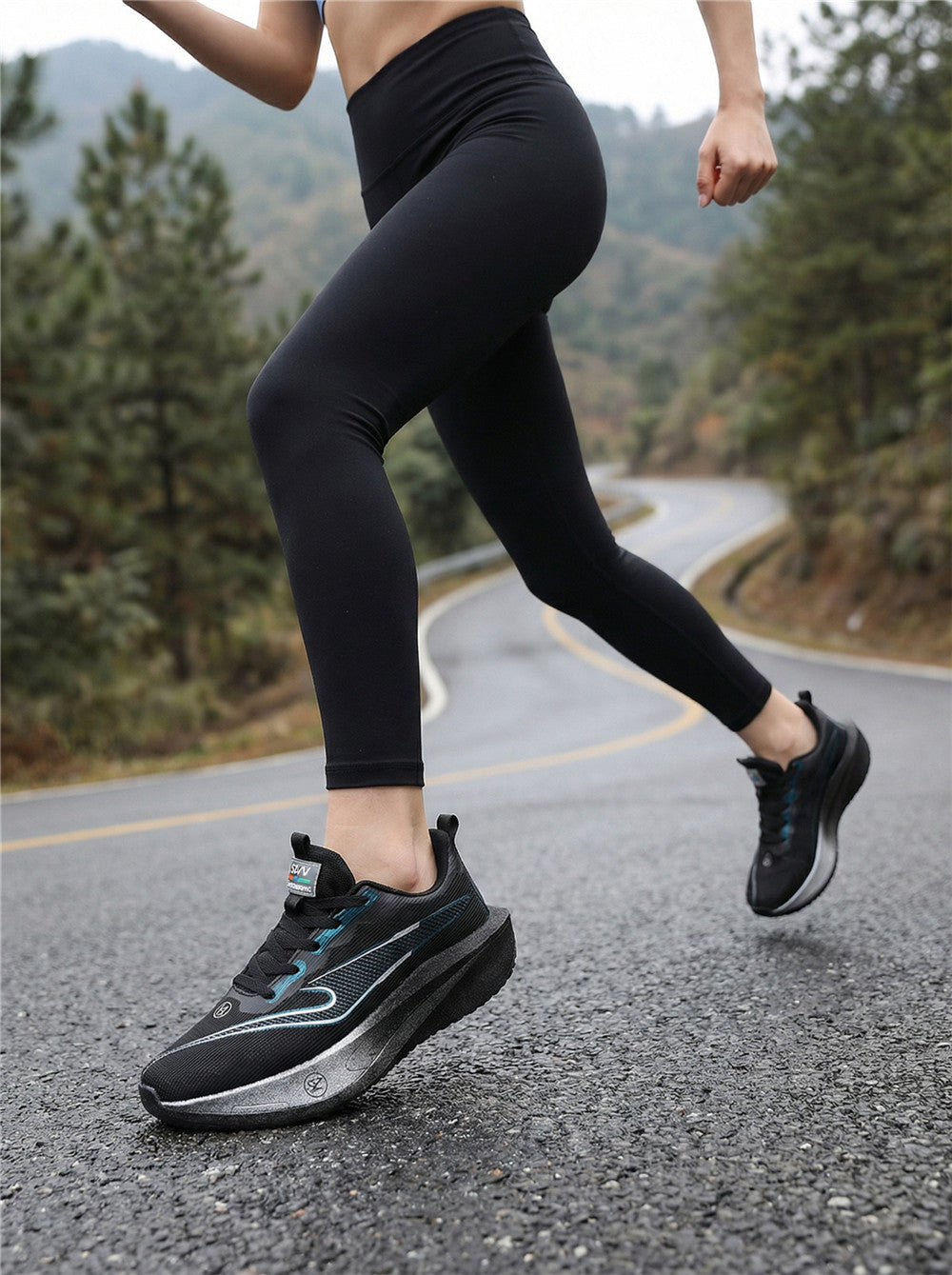 Black Blue Women's Athletic Running Sneakers | Breathable Lightweight | Edixim