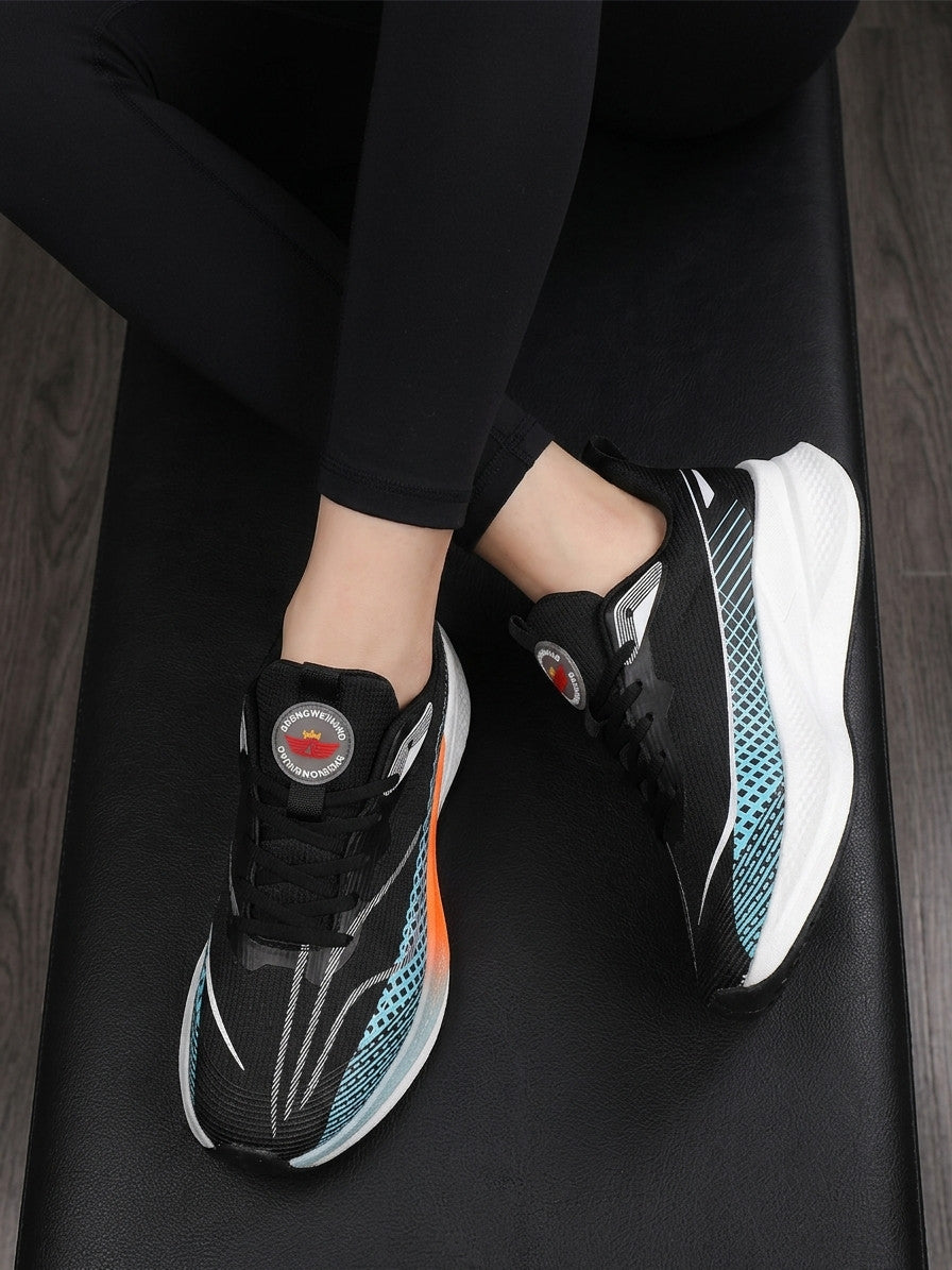 Black Teal Orange Women's Athletic Running Sneakers | Breathable Lightweight | Edixim