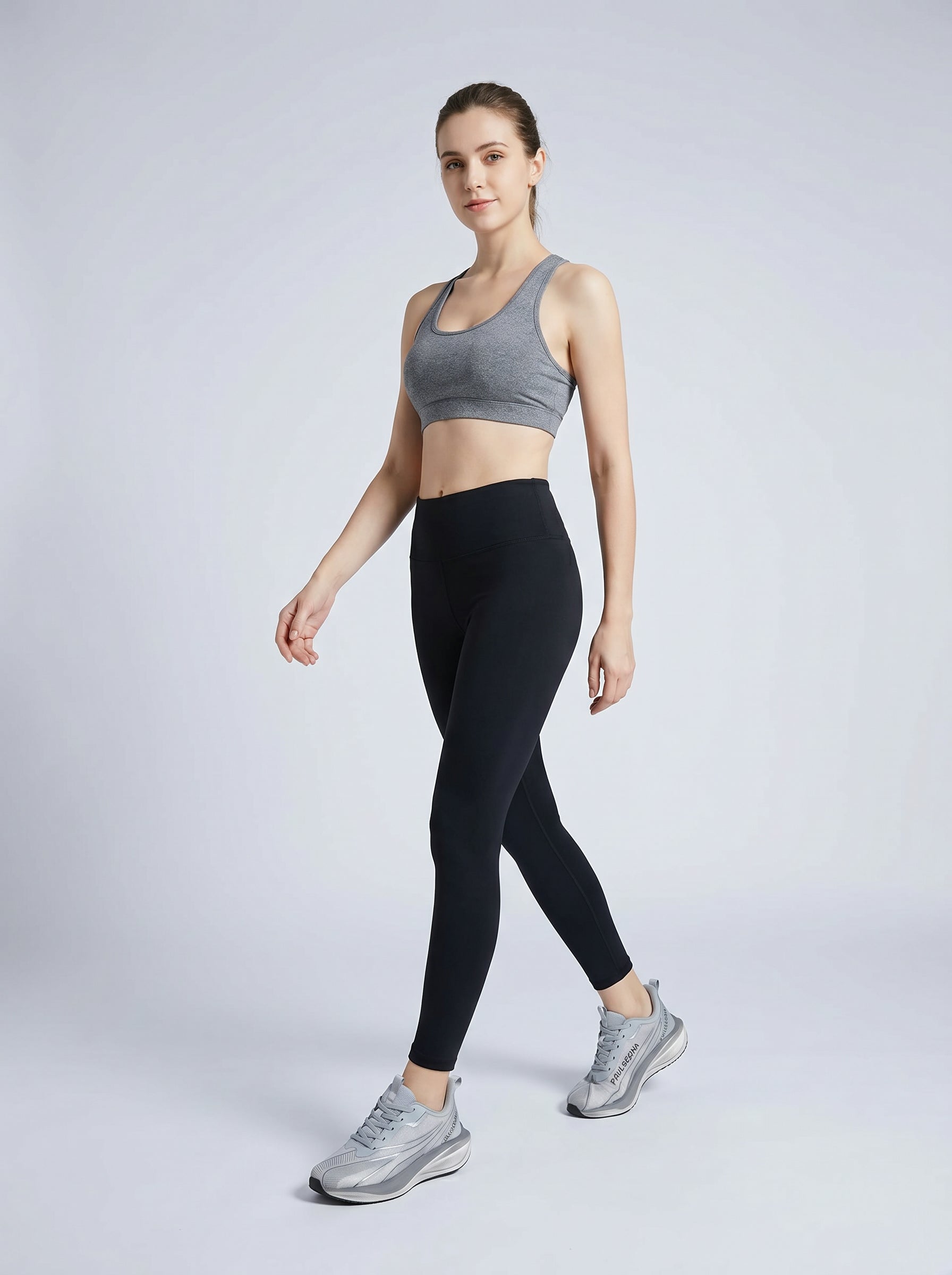 Light Gray Gradient Flyknit Women Running Sneakers Lightweight Shock Absorbing Athletic Shoes PAULSEGNA
