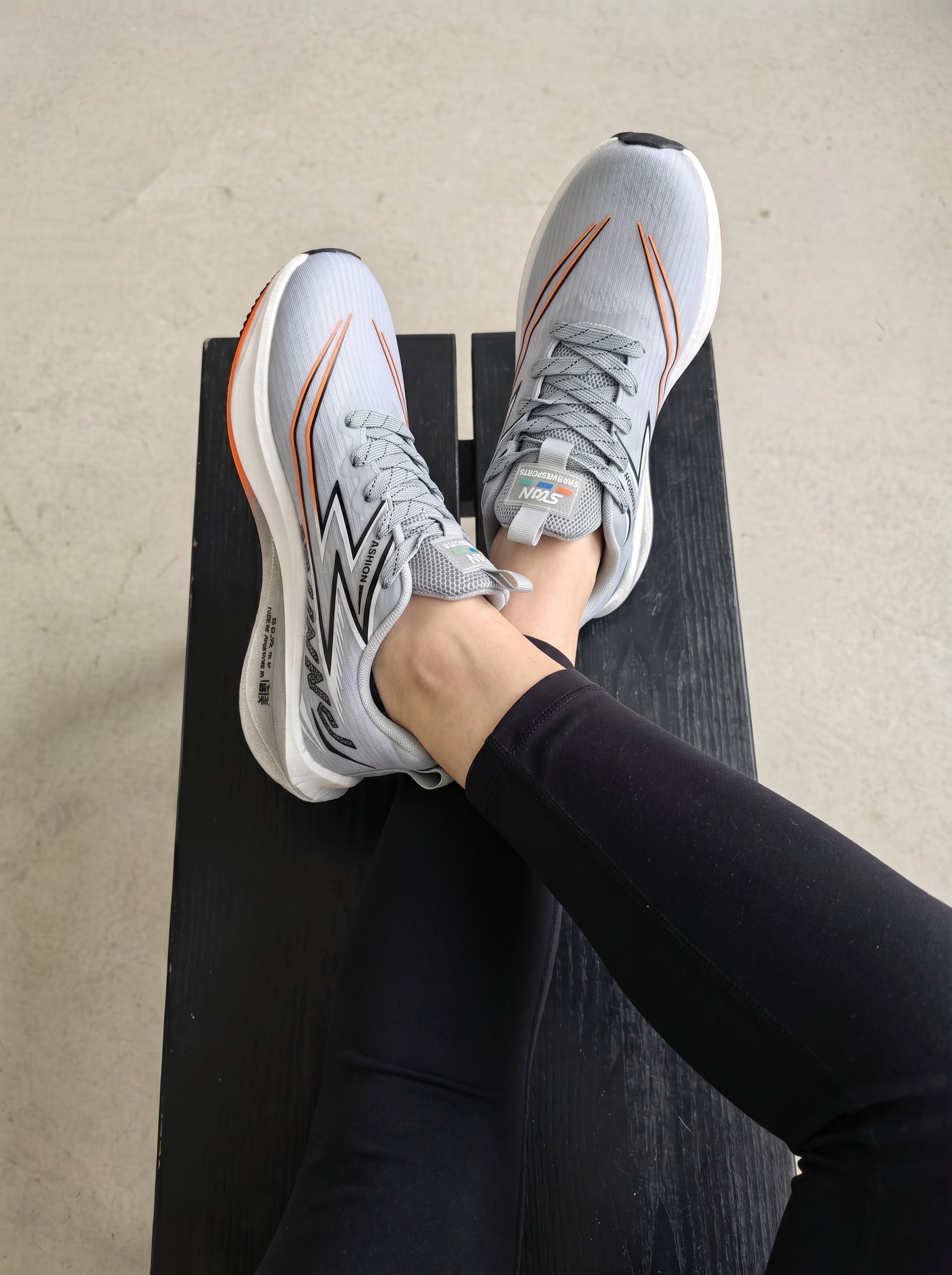 Grey Orange Women's Athletic Running Sneakers | Breathable Lightweight | Edixim