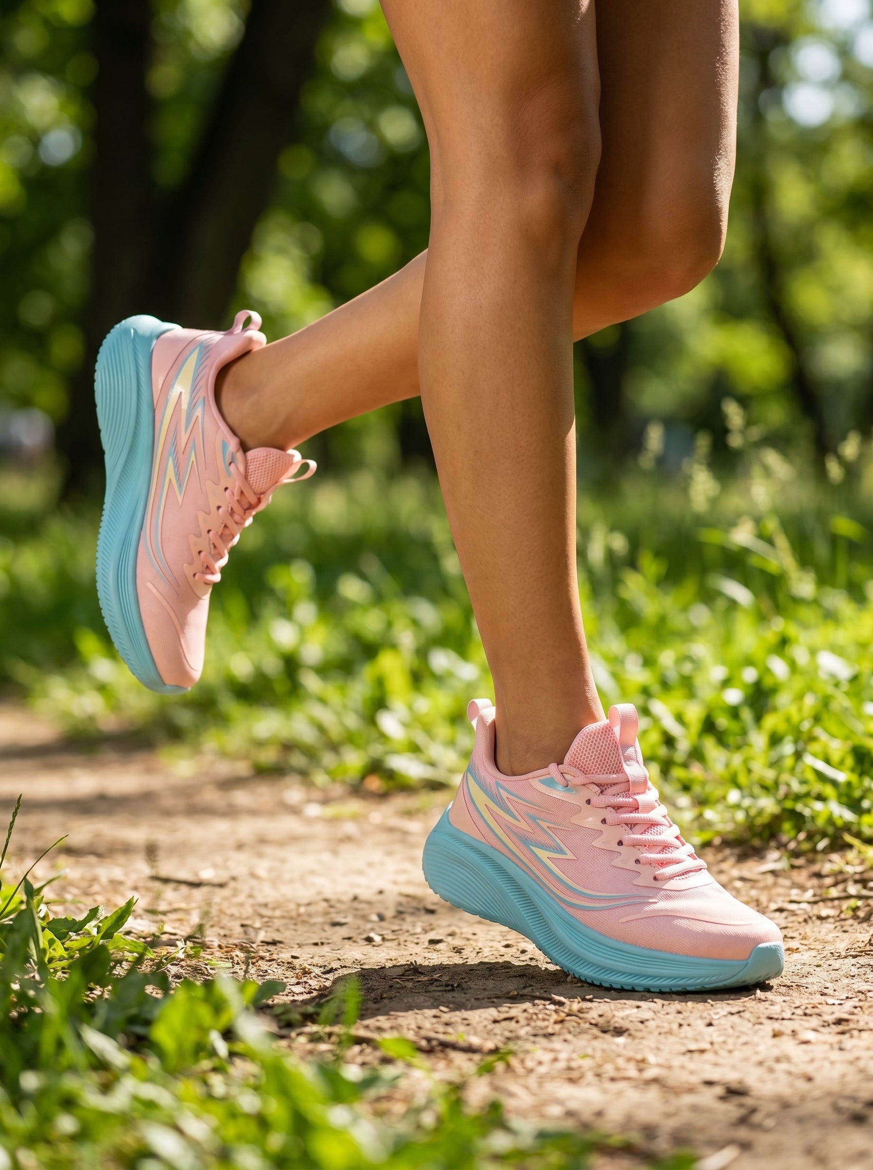 EDIXIM Pink Cyan Gradient Women Lightweight Running Sneakers Breathable Mesh Shock Absorbing Cushion Non-Slip Athletic Trainers for Yoga Gym Jogging Daily Workout