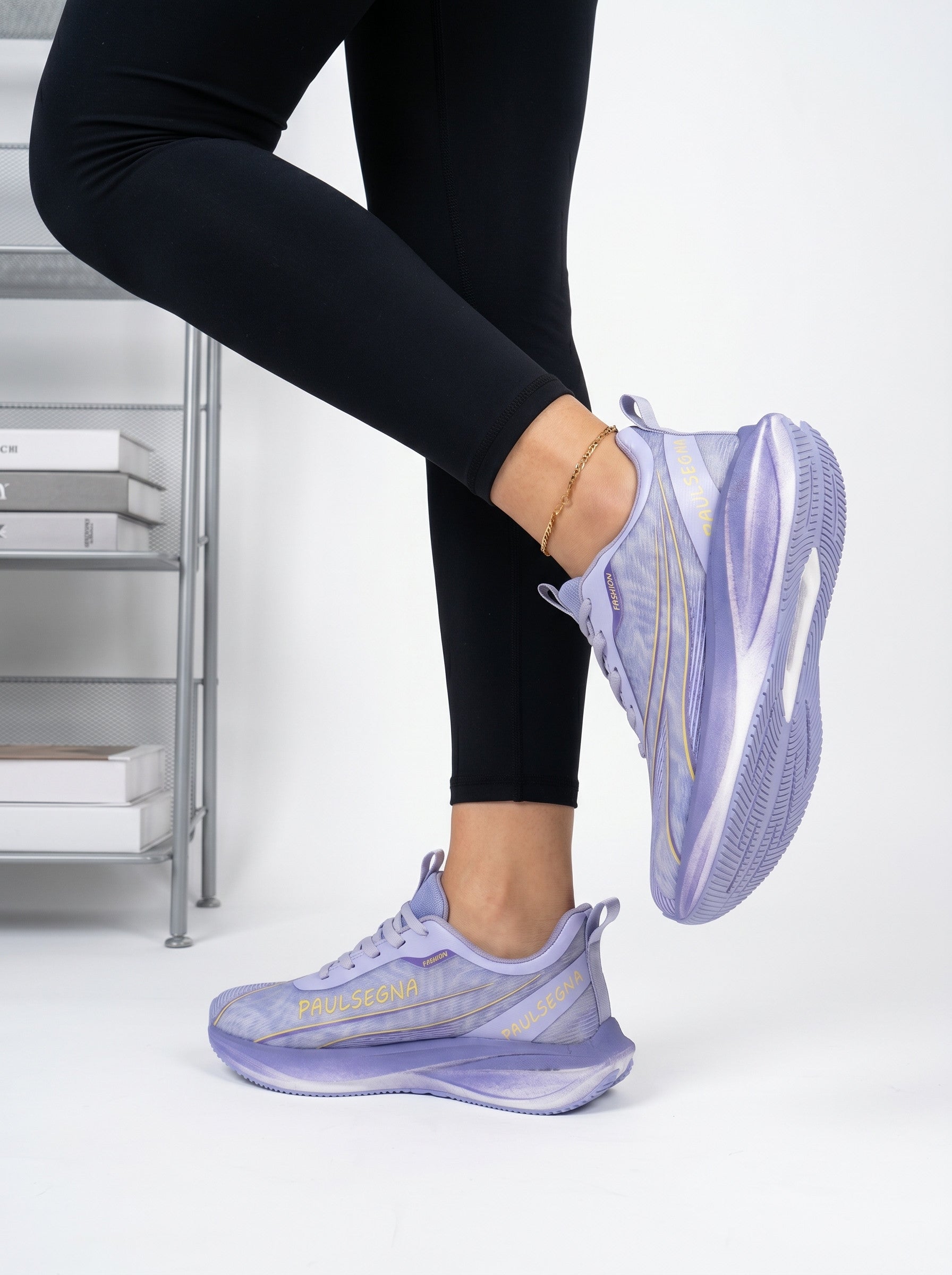 Pastel Lavender Gradient Mesh Women Running Sneakers Shock Absorbing Light Athletic Shoes Edixim