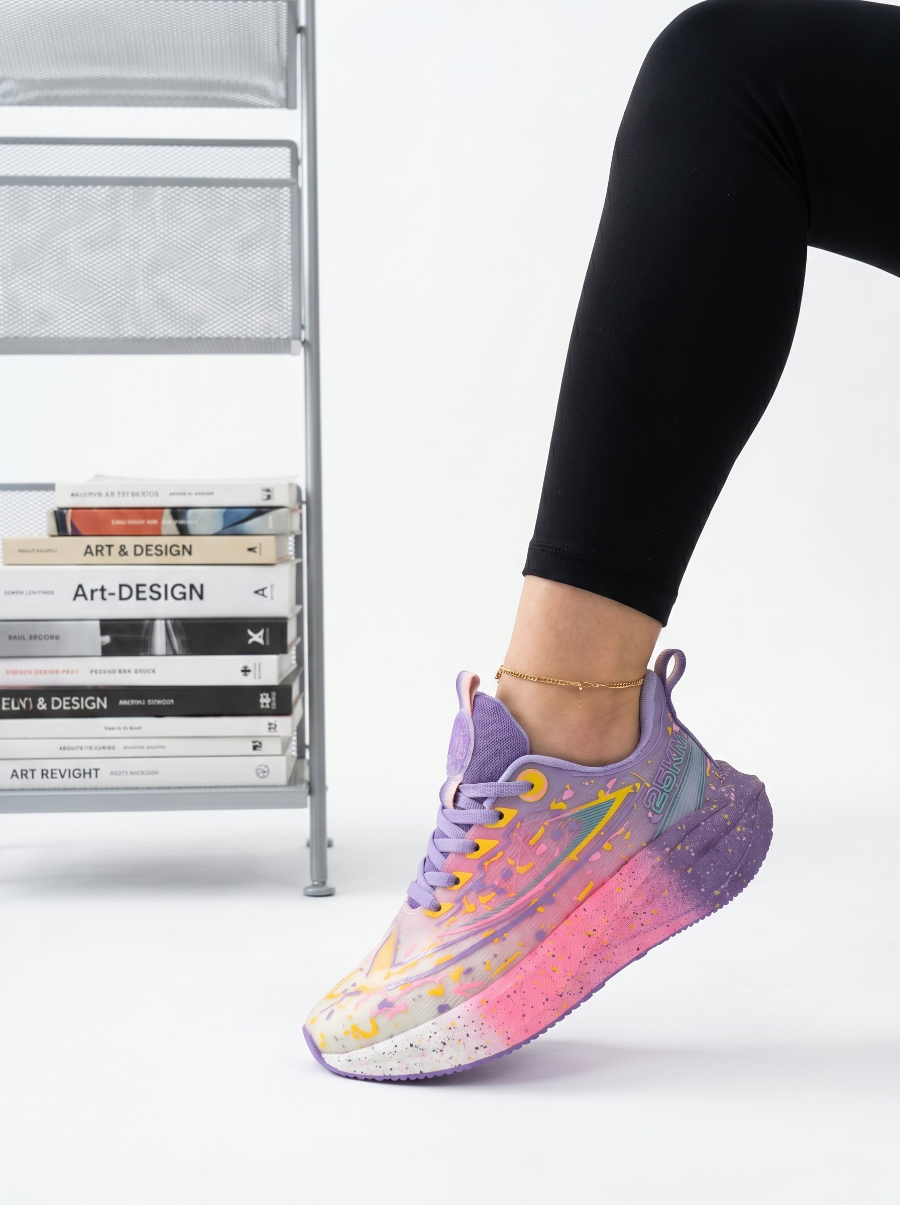 Pastel Rainbow Purple Pink Gradient Women Running Sneakers Breathable Light Athletic Shoes Edixim