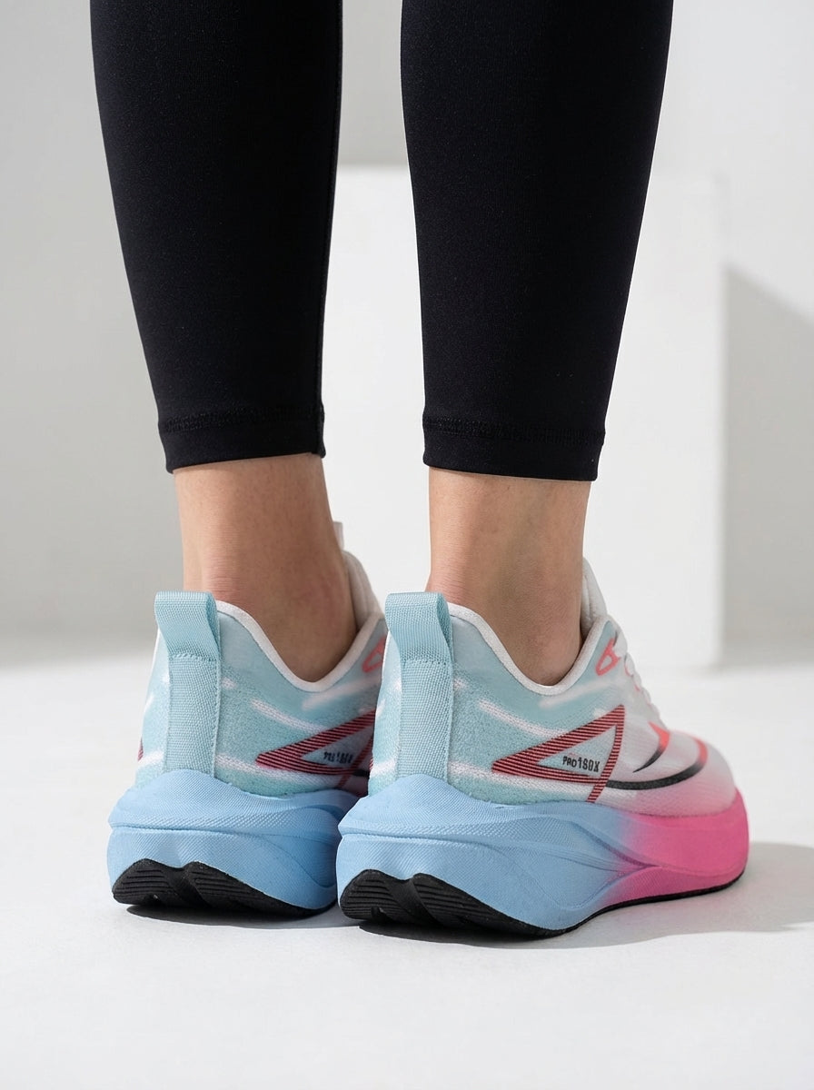 White Pink Blue Gradient Women's Athletic Running Sneakers | Breathable Lightweight | Edixim