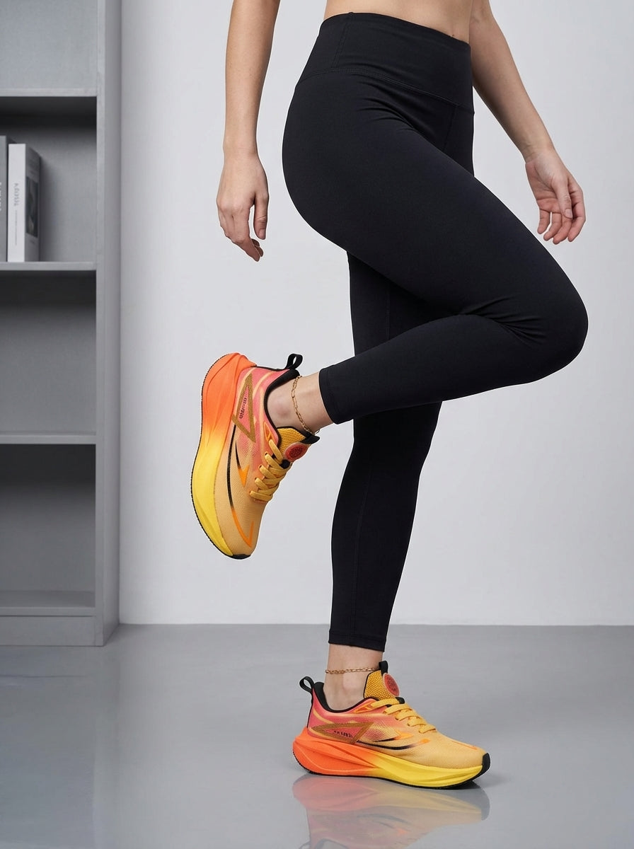 Orange Yellow Pink Gradient Women's Athletic Running Sneakers | Breathable Lightweight | Edixim