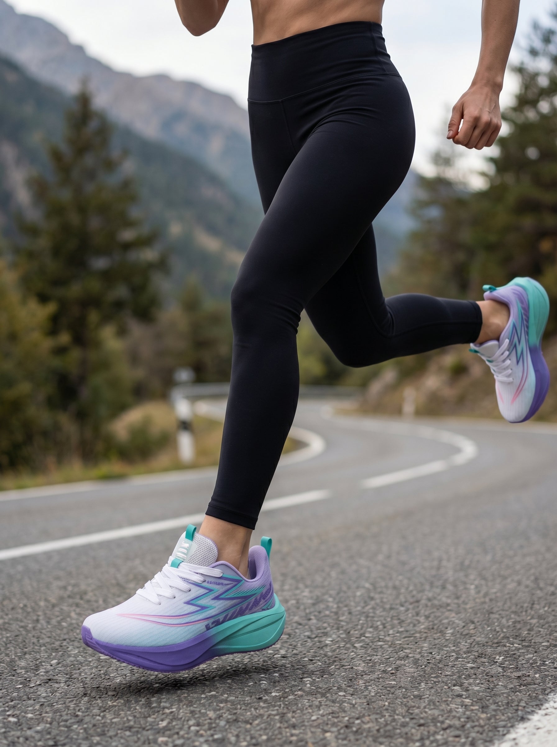 White Teal Purple Women's Athletic Running Sneakers | Breathable Lightweight | Edixim