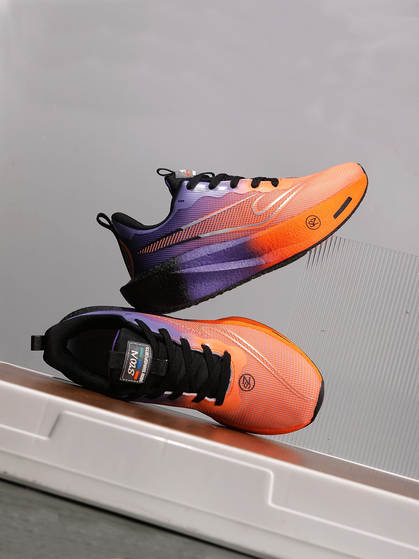 Purple Orange Gradient Women's Athletic Running Sneakers | Breathable Lightweight | Edixim