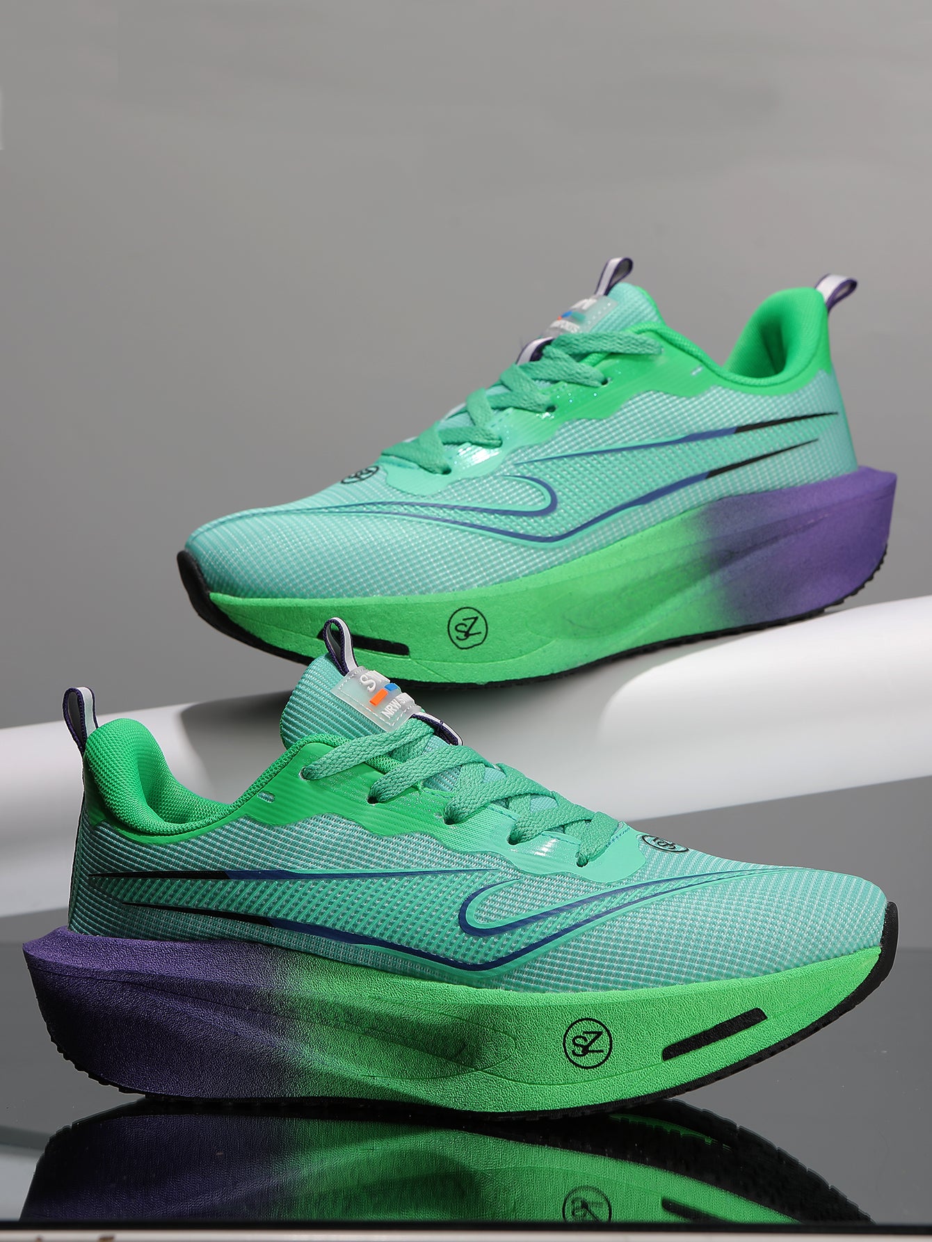 Mint Green Purple Women's Athletic Running Sneakers | Breathable Lightweight | Edixim