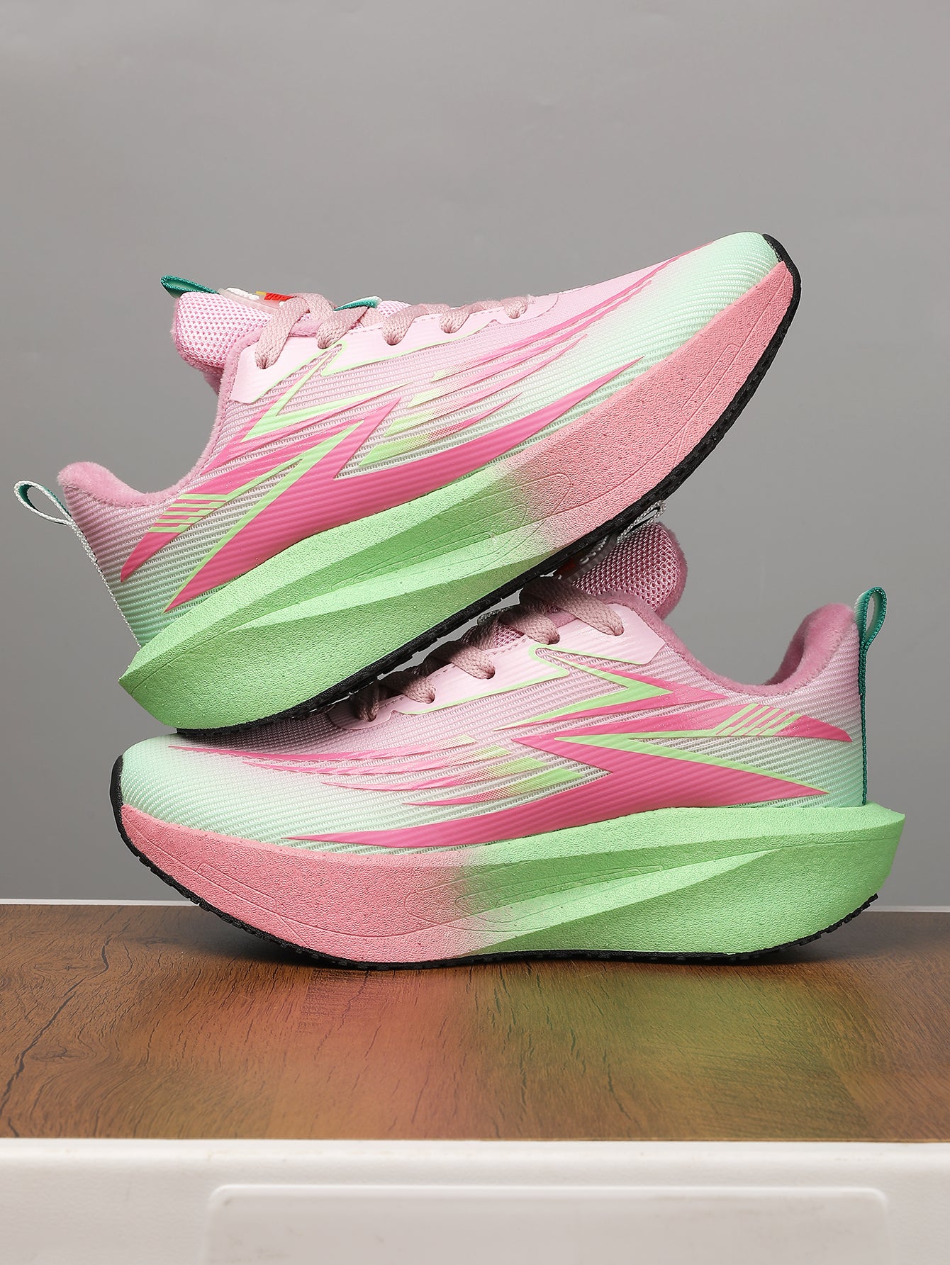 Pink Green Gradient Women's Athletic Running Sneakers | Breathable Lightweight | Edixim